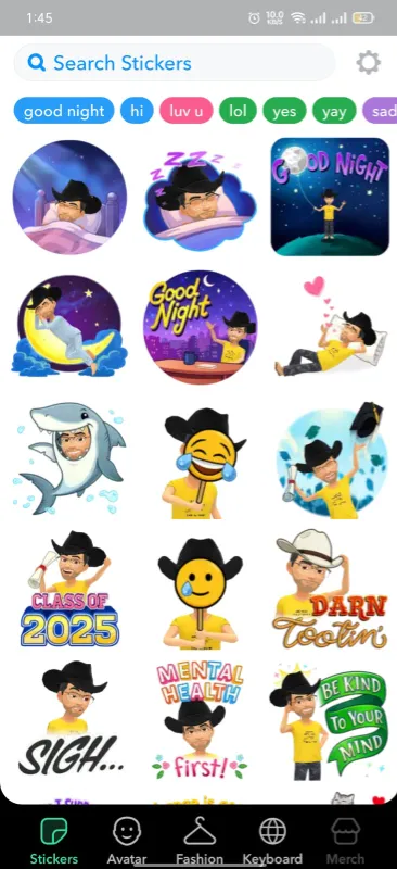 bitmoji app stickers